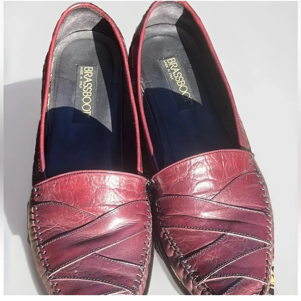 VINTAGE BRASS BOOT Oxblood LEATHER LOAFERS 10.5 M MADE IN ITALY